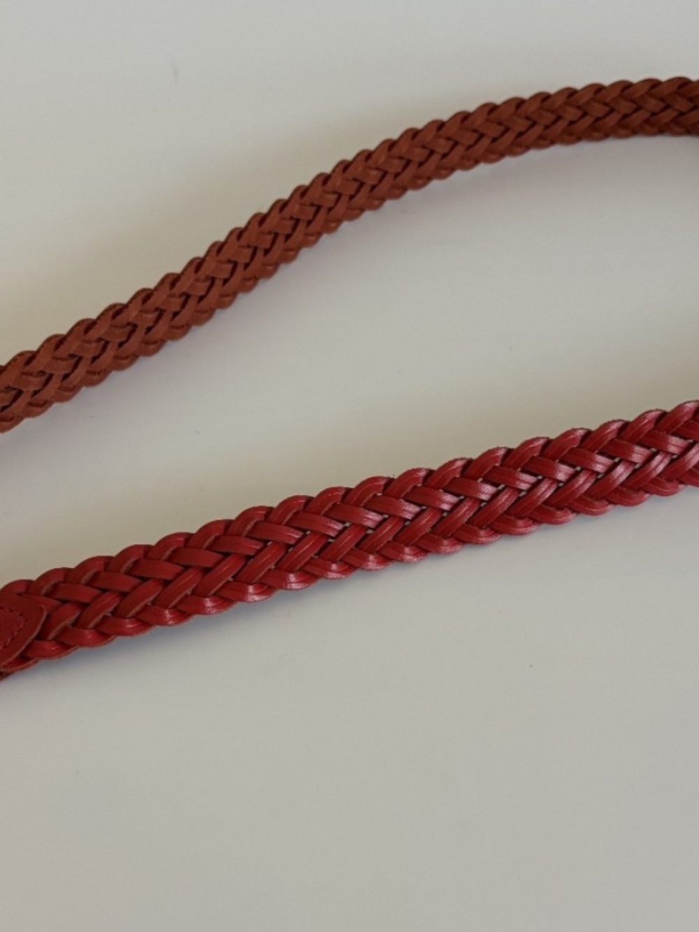 Classic Red Woven Leather Belt Covered Buckle Medium Large 1" Vintage Style - Picture 2 of 8